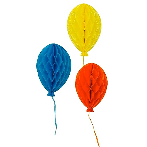 Talking Tables BRIGHT-BALL-HCOMB Papier-Luftballons mit Wabenstruktur, 3 Stück, Partydekoration zum Aufhängen, blau, gelb und orange, Unisex, wiederverwendbar, hell, Large von Talking Tables