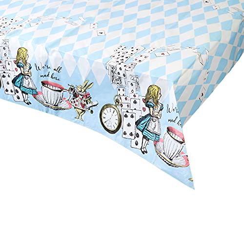 Talking Tables Alice im Wunderland Papiertischdecke | Einweg Tischdecke, Papier Recyclingfähig | Zubehör für Hutmacher-Teeparty, Geburtstag, Muttertag, Babyparty, BLAU, 180 x 120 cm von Talking Tables