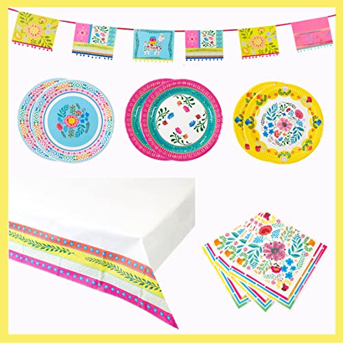 Talking Tables Boho Partyzubehör-Beinhaltet Bunte Blumenteller, 12 x hübsche Servietten, mexikanische Wimpelkette, 1 x Tischdecke aus Papier | Ideal für Encanto-Geburtstage, Sommer-BBQ Talking Tables Boho Partyzubehör-Beinhaltet Bunte Blumenteller, 12 x hübsche Servietten, mexikanische Wimpelkette, 1 x Tischdecke aus Papier | Ideal für Encanto-Geburtstage, Sommer-BBQ von Talking Tables
