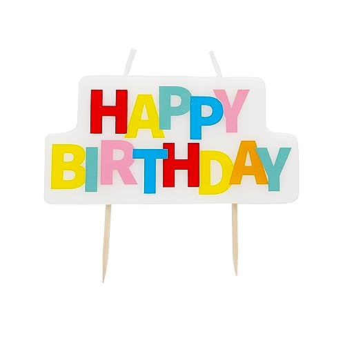 Talking Tables Bunte Happy Birthday Blockkerze mit Holzstabhaltern, Unisex, für jedes Alter, Tortenaufsatz, Dekoration für Jungen oder Mädchen Talking Tables Bunte Happy Birthday Blockkerze mit Holzstabhaltern, Unisex, für jedes Alter, Tortenaufsatz, Dekoration für Jungen oder Mädchen von Talking Tables