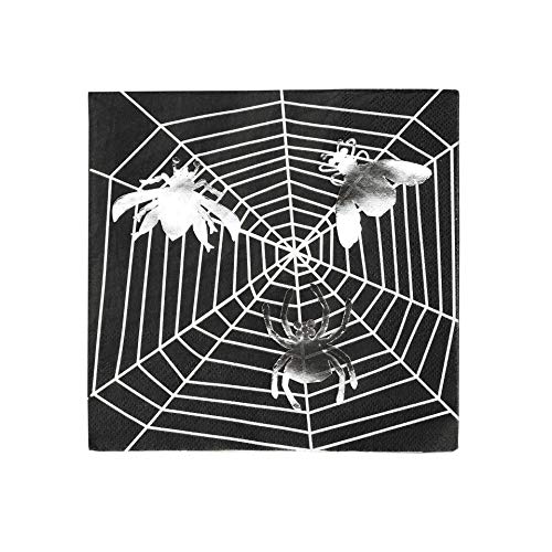 Talking Tables Decorations Spider Web Napkins Paper Halloween Party 16 Pack, Silver Foil, Christmas von Talking Tables