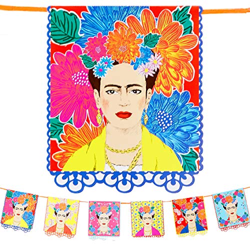 Talking Tables Frida Kahlo Print Girlande Ammer-3m | Bunt gefärbte Boho Party Dekorationen zum Geburtstag, Fiesta, mexikanische Cinco de Mayo Feier, Kinderzimmer Dekor von Talking Tables