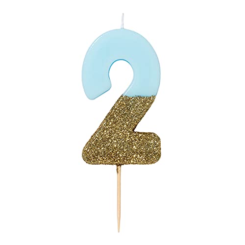 Talking Tables Geburtstagskerzen | Kerzen für Geburtstagskuchen | Kerzen blau | 2 Geburtstagskerze Cake Topper | Gold Glitzer und Blau, Height 8cm, 3" Talking Tables Geburtstagskerzen | Kerzen für Geburtstagskuchen | Kerzen blau | 2 Geburtstagskerze Cake Topper | Gold Glitzer und Blau, Height 8cm, 3" von Talking Tables