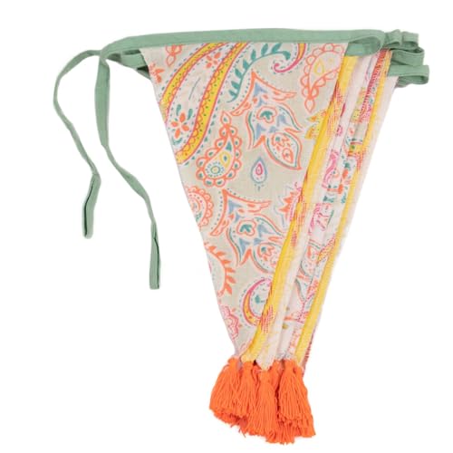 Talking Tables Gelb & Orange Boho Stoff Wimpelkette mit Quasten - 3m | Wimpelgirlande mit dreieckiger Flagge, 100% Baumwolle, Paisley-Sommerparty-Dekoration, Festival, Inneneinrichtung Talking Tables Gelb & Orange Boho Stoff Wimpelkette mit Quasten - 3m | Wimpelgirlande mit dreieckiger Flagge, 100% Baumwolle, Paisley-Sommerparty-Dekoration, Festival, Inneneinrichtung von Talking Tables