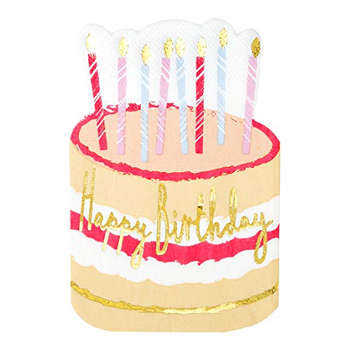 Talking Tables Happy Birthday Cake Shaped Napkins Rose Brithday 12 Stück von Talking Tables