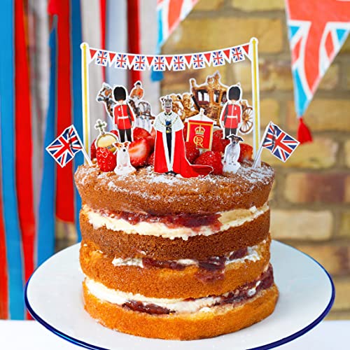 Talking Tables Kuchendekoration mit königlicher Krönung, Motiv: King Charles III, Union Jack-Flaggen, britische Straßenparty, 12 Stück Talking Tables Kuchendekoration mit königlicher Krönung, Motiv: King Charles III, Union Jack-Flaggen, britische Straßenparty, 12 Stück von Talking Tables