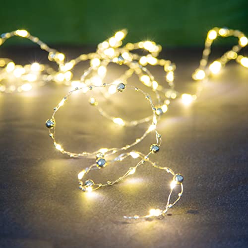 Talking Tables LED-Lichterkette mit goldfarbenen Perlen, batteriebetrieben, 3 m auf Draht für Esstischdekoration, Schlafzimmerdekoration, Hochzeit, Weihnachten, Gold, 3m von Talking Tables