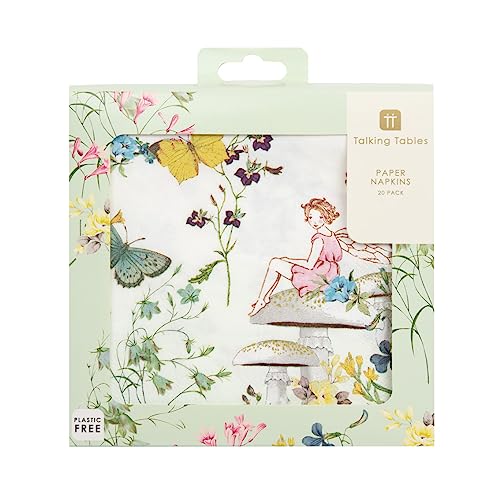 Talking Tables Lot de 20 Serviettes en Papier Feerique | Multicolore, Fleurs et Papillons, Décoration, Anniversaire pour Filles | Baby Shower von Talking Tables