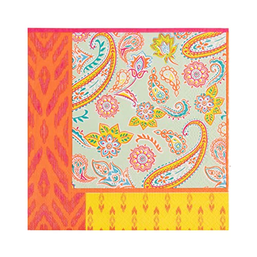 Talking Tables Napkin-PAIS, Paisleymuster, Boho-Servietten, bunt, recycelbar, Einweg-Partygeschirr für Sommer, Decoupage, 20 Stück, Orange, 33 x 33 centimeters von Talking Tables