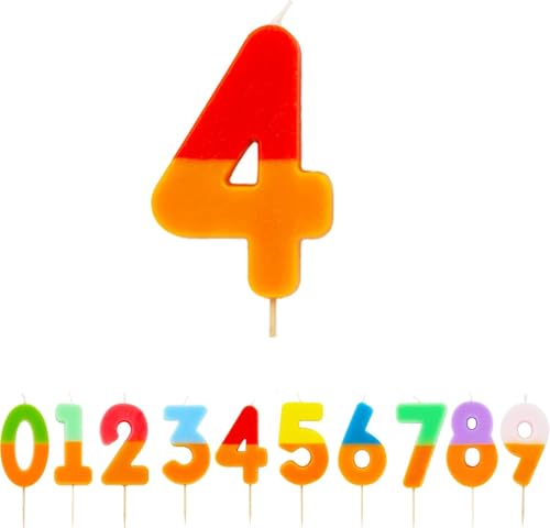 Talking Tables Orange und Rot Kerze Zahl 4 für Kuchen | Bunte Geburtstagstortenaufsatz Dekorationen für Kinderparty, Jungen 4., 14., Mädchen, Jahrestag, Meilenstein Talking Tables Orange und Rot Kerze Zahl 4 für Kuchen | Bunte Geburtstagstortenaufsatz Dekorationen für Kinderparty, Jungen 4., 14., Mädchen, Jahrestag, Meilenstein von Talking Tables
