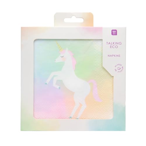 Talking Tables Pack of 20 Recyclable Unicorn Napkins for Kids Party Supplies | Eco-Friendly Paper Pastel Tableware, Recyclable and Disposable Serviettes | Birthday, Picnic, Girls Sleepover von Talking Tables