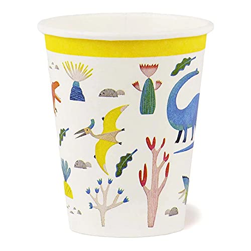 Talking Tables Packung mit 8 Dinosaurier-Bechern (250 ml/9 oz) | Startseite Recycelbar und biologisch abbaubar | Papiergeschirr für Kindergeburtstagsfeier, Unisex-Partygeschirr für Jungen oder Mädchen von Talking Tables