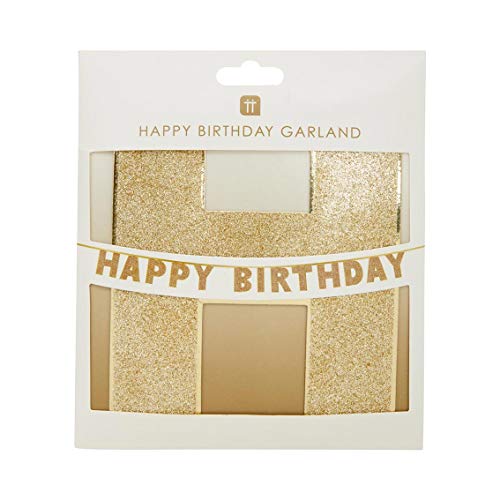 Talking Tables Party Gold Glitter Happy Birthday Garland Bunting Hanging Decoration 3M, Christmas Talking Tables Party Gold Glitter Happy Birthday Garland Bunting Hanging Decoration 3M, Christmas von Talking Tables