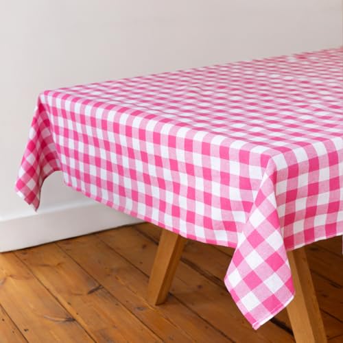 Talking Tables Stoff rosa Karierte Gingham Tischdecke aus recycelter Baumwolle rechteckig wiederverwendbar und waschbar Tischbedeckung für Außenessen Buffets Hochzeiten Partys Picknicks 180 x 140 cm von Talking Tables