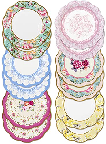 Talking Tables Pack of 12-Size 18cm, 7" Tea Vintage Floral Paper Small | Truly Scrumptious Plates | for Birthday Party, Baby Shower, Wedding and Anniversary |, Pappe, mehrfarben, 7 inches inches, 12 von Talking Tables