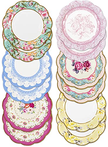 Talking Tables Pack of 12-Size 18cm, 7" Tea Vintage Floral Paper Small | Truly Scrumptious Plates | for Birthday Party, Baby Shower, Wedding and Anniversary |, Pappe, mehrfarben, 18 Centimeters cm, 12 von Talking Tables