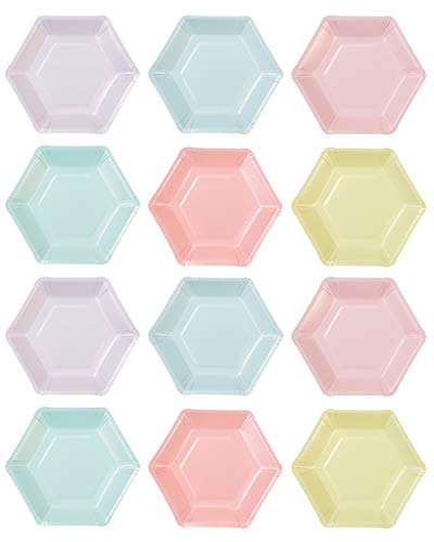 12 pastelfarbene, sechseckige Pappteller von Talking Tables. Einweg Pappteller ideal für Hochzeiten oder Hochzeitstag-Feier, Babyfeiern, Geburtstage, oder sonstige Feiern. 18cm. von Talking Tables