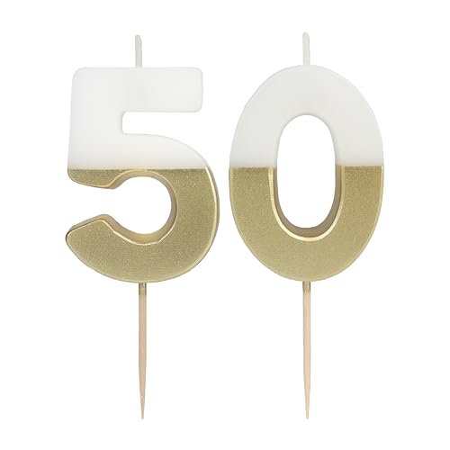 Talking Tables Weiße und goldene Geburtstagskerzen mit der Zahl 50 für Kuchen Tortenaufsatz-Dekoration Premium eine und sechs Kerzen Jubiläumsparty Meilensteinalter 5,5 cm Höhe, recycelte Verpackung Talking Tables Weiße und goldene Geburtstagskerzen mit der Zahl 50 für Kuchen Tortenaufsatz-Dekoration Premium eine und sechs Kerzen Jubiläumsparty Meilensteinalter 5,5 cm Höhe, recycelte Verpackung von Talking Tables