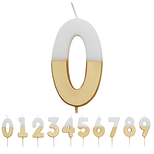 Weiß und Gold Nummer 7 Kerze für Kuchen | Prämie-Qualität Kuchendekoration | Für Kinder, Erwachsene, 7., 70. Geburtstag, Jubiläum, Meilenstein von Talking Tables