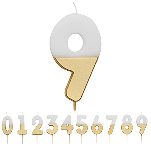 Weiß und Gold Nummer 8 Kerze für Kuchen | Prämie-Qualität Kuchendekoration | Für Kinder, Erwachsene, 18., 80. Geburtstag, Jubiläum, Meilenstein von Talking Tables