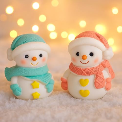 2 Stück Silikonformen Gießformen Weihnachten Kerzenformen zum Gießen, 3D Schneemann mit Stern Herz Kerzen Silikonform Weihnachten Gießformen Silikon Gips Giessformen Silikon Gießform Weihnachten (A) von Talleros
