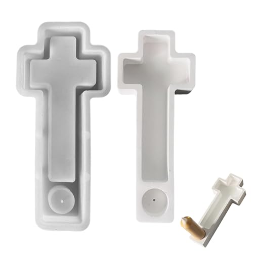 Kreuz Kerzenhalter Gießform,3D Kruzifix Harz Formen Silikonformen Gießformen,DIY Formen Kreuz Silikonform für DIY Kerzen Sojawachs Kerzen Handwerk,Halloween-Dekoration (01) von Talleros