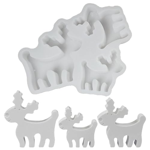Silikonform Weihnachten Elch,3 Stück Silikonformen Gießformen Elch Weihnachten Elch Gipsform Zum Gießen,Kerzenformen Zum Gießen Weihnachten,Silikonform DIY Elch Kerzenformen für Bastelarbeiten (02) von Talleros