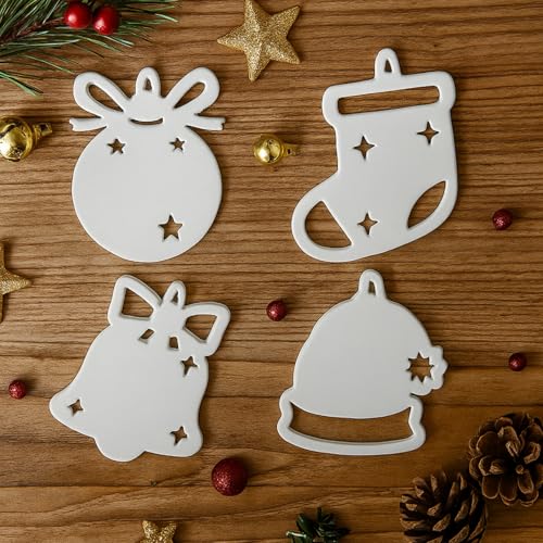 Silikonformen Gießformen Weihnachten, 4 Stück Silikonform Weihnachten Anhänger Weihnachtsbaum Stern Herz Haus Gips Zum Gießen Gießformen Silikon Giessformen Silikon Gießform Weihnachten Anhänger (B) von Talleros