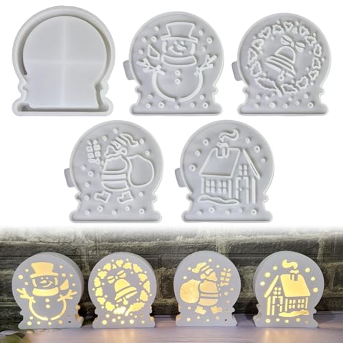 Silikonformen Gießformen Weihnachten,4 Stück Kerzen Silikonform Set mit Schneemann Haus Glockemuster Kerzenform,3D Harz Silikon Gießform Kerzenform mit Silikon-Sockel für Weihnachten Halloween (01) Silikonformen Gießformen Weihnachten,4 Stück Kerzen Silikonform Set mit Schneemann Haus Glockemuster Kerzenform,3D Harz Silikon Gießform Kerzenform mit Silikon-Sockel für Weihnachten Halloween (01) von Talleros