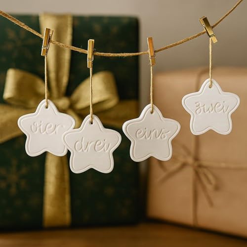 Silikonformen Gießformen Weihnachten,4 Stück Silikonform Stern mit Buchstaben Silikonform Weihnachten Anhänger Gips Zum Gießen Gießformen Silikon Gießform Weihnachten Giessformen Silikon Anhänger (A) von Talleros