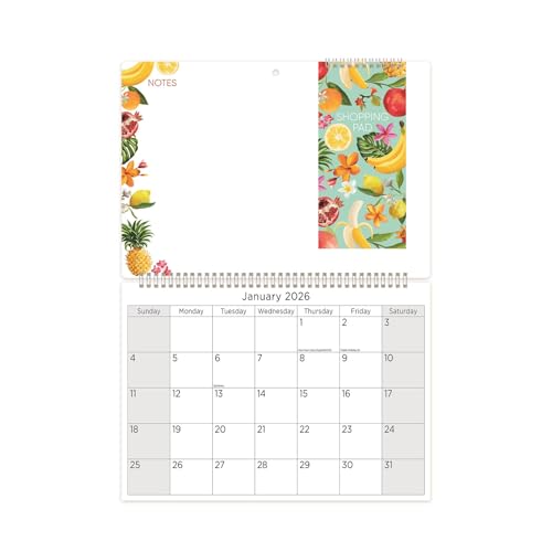 2026 Memo Wandkalender Wischbrett Notizblock Einkaufsliste - Blau Hardcover Obst Design Monatlicher Wandplaner & trocken abwischbare Tafel - Wandorganizer Zuhause Schule oder Büro von Tallon