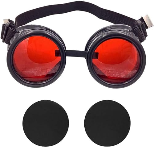 T & B New farbigen Diamant Objektiv Vintage Steampunk Brille, Schweißen Schwarz, schwarz / rot T & B New farbigen Diamant Objektiv Vintage Steampunk Brille, Schweißen Schwarz, schwarz / rot von TamBee
