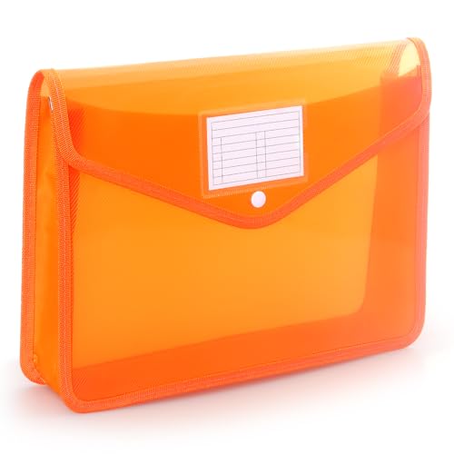 Fächermappe aus Kunststoff, transparente Umschläge mit Schnappverschluss, keine Trennblätter, großes Fassungsvermögen, passend für Letter/A4-Format (Orange) von Tamaki