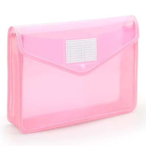 Fächermappe aus Kunststoff, transparente Umschläge mit Schnappverschluss, keine Trennblätter, großes Fassungsvermögen, passend für Letter/A4-Format (Rosa) von Tamaki