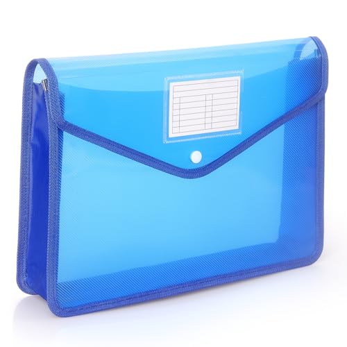 Fächermappe aus Kunststoff, transparente Umschläge mit Schnappverschluss, keine Trennblätter, großes Fassungsvermögen, passend für Letter/A4-Format (blau) von Tamaki
