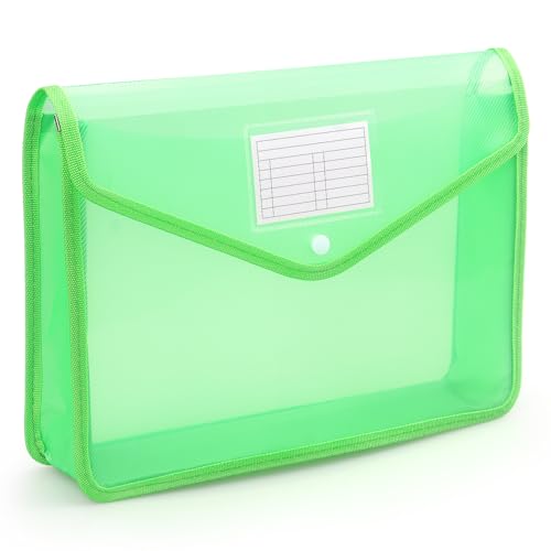 Fächermappe aus Kunststoff, transparente Umschläge mit Schnappverschluss, keine Trennblätter, großes Fassungsvermögen, passend für Letter/A4-Format (grün) von Tamaki