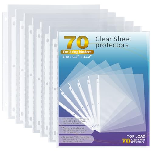 Tamaki Blattschoner für 3-Ringbuch, 70 Stück, Premium-Seitenschutz, transparent, 21,6 x 27,9 cm, Kunststoffhüllen für Ordner, oben ladende Papierbögen, Dokumentenhülle, Briefgröße Tamaki Blattschoner für 3-Ringbuch, 70 Stück, Premium-Seitenschutz, transparent, 21,6 x 27,9 cm, Kunststoffhüllen für Ordner, oben ladende Papierbögen, Dokumentenhülle, Briefgröße von Tamaki