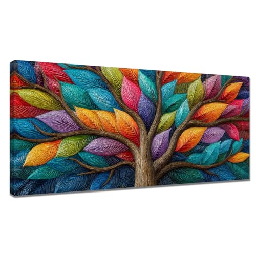Malen Nach Zahlen Erwachsene Baum des Lebens, Malen Nach Zahlen Bunt Paint by Numbers, DIY Set Erwachsene Leinwand mit Pinseln und Acrylfarben für Zimmer Deko, Geschenke für Frauen 50x100cm Y3-17 von Tamalsj