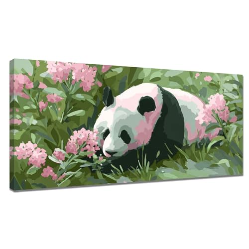 Malen Nach Zahlen Erwachsene Blume, Malen Nach Zahlen Panda Paint by Numbers, DIY Set Erwachsene Leinwand Ölgemälde mit Pinseln und Acrylfarben für Zimmer Deko, Geschenke für Frauen 100x200cm Y3-1055 von Tamalsj
