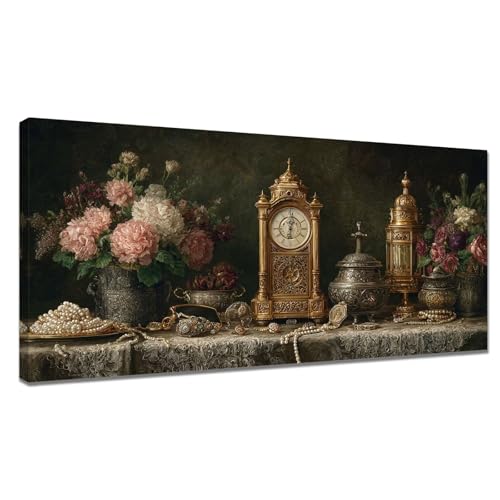 Malen Nach Zahlen Erwachsene Klassik, Malen Nach Zahlen Uhren Paint by Numbers, DIY Set Erwachsene Leinwand Ölgemälde mit Pinseln und Acrylfarben für Zimmer Deko, Geschenke für Frauen 50x100cm Y3-453 von Tamalsj