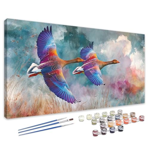 Malen Nach Zahlen Erwachsene Wildgänse, Malen Nach Zahlen Landschaft Paint by Numbers, DIY Set Erwachsene Leinwand Ölgemälde mit Pinseln und Acrylfarben für Deko, Geschenke für Frauen 30x60cm 4L-463 Malen Nach Zahlen Erwachsene Wildgänse, Malen Nach Zahlen Landschaft Paint by Numbers, DIY Set Erwachsene Leinwand Ölgemälde mit Pinseln und Acrylfarben für Deko, Geschenke für Frauen 30x60cm 4L-463 von Tamalsj