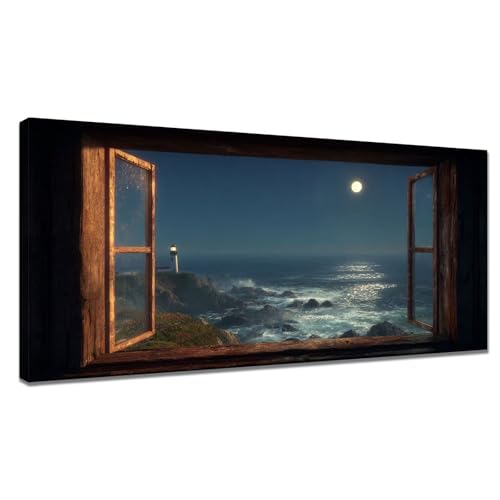 Malen Nach Zahlen Landschaft, Malen Nach Zahlen Kinder ab 7 Mond Paint by Numbers Adult, DIY Ölgemälde Basteln Erwachsene mit Pinseln und Acrylfarben für Home Deko, Geschenke Frauen 30x60cm Y3-1058 von Tamalsj