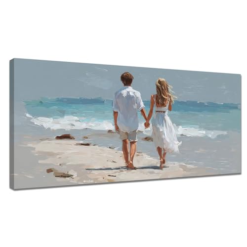 Malen Nach Zahlen Paar, Malen Nach Zahlen Kinder ab 7 Am Meer Paint by Numbers Adult, DIY Ölgemälde Basteln Erwachsene mit Pinseln und Acrylfarben für Home Deko, Geschenke für Frauen 80x160cm Y3-1074 von Tamalsj
