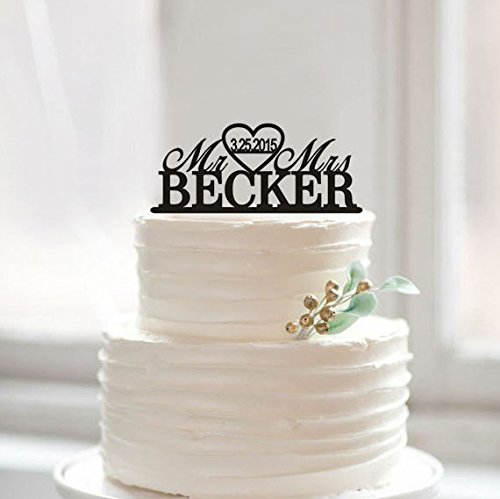 Kundenspezifische Herr und Frau Kuchen Topper, Nachname und Hochzeitsdatum Kuchen Topper, süße Hochzeit Party Dekoration Mariage Kuchen Design von Tamengi