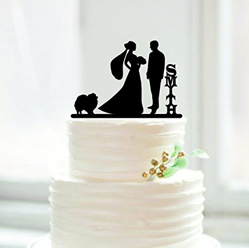 Personalisierte Braut und Bräutigam Kuchen Topper mit Nachnamen Hochzeitstorte Topper mit Hund Hochzeit Toppers Party Dekoration Mariage von Tamengi