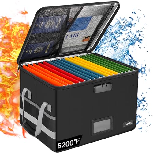 Aktenbox mit Schloss, 2315 °C, feuerfest, sichere Dokumentenbox, feuerfeste Aluminiumfolie, Aufbewahrungsbox, Aktenschrank zum Aufhängen von Briefen/rechtlichen Ordnern, zusammenklappbare Aktenbox für von Tamfile