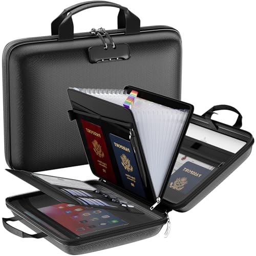 Feuerfester Aktenordner mit Schloss, Hartschalenetui, feuerfeste Dokumentenbox mit 13 Taschen, Akkordeon-Aktenordner, wichtiger Dokumenten-Organizer für Briefe A4-Dateien, Laptop, Reisepässe (schwarz) Feuerfester Aktenordner mit Schloss, Hartschalenetui, feuerfeste Dokumentenbox mit 13 Taschen, Akkordeon-Aktenordner, wichtiger Dokumenten-Organizer für Briefe A4-Dateien, Laptop, Reisepässe (schwarz) von Tamfile