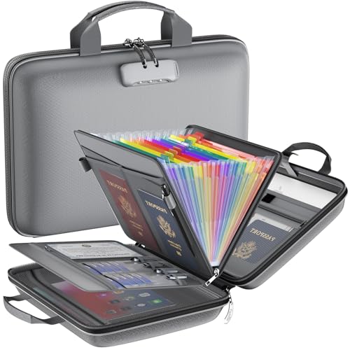 Feuerfester Aktenordner mit Schloss, Hartschalenetui, feuerfeste Dokumentenbox mit 13 bunten Taschen, Akkordeon-Aktenordner, wichtiger Dokumenten-Organizer für Briefe A4, Akkordeon, Laptop, Reisepässe Feuerfester Aktenordner mit Schloss, Hartschalenetui, feuerfeste Dokumentenbox mit 13 bunten Taschen, Akkordeon-Aktenordner, wichtiger Dokumenten-Organizer für Briefe A4, Akkordeon, Laptop, Reisepässe von Tamfile