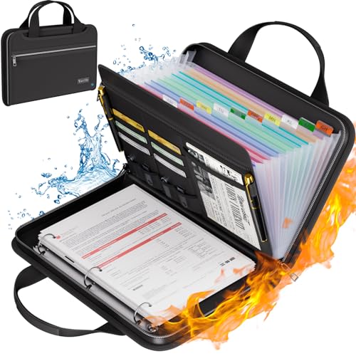 Tamfile Feuerfester Akkordeon-Aktenordner mit Griff, Aktenordner mit 3 Ringen, Fächermappe mit 13 Fächern, Fächermappe mit Reißverschluss und Etiketten, mehrere Taschen, Papier-Organizer für A4-Ordner Tamfile Feuerfester Akkordeon-Aktenordner mit Griff, Aktenordner mit 3 Ringen, Fächermappe mit 13 Fächern, Fächermappe mit Reißverschluss und Etiketten, mehrere Taschen, Papier-Organizer für A4-Ordner von Tamfile