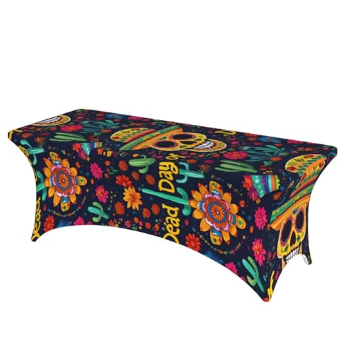 Bunte Blumenschädel-Druck, professionell, stilvoll, rechteckige Tischdecke, saubere Tischdecke, einfache Installation Bunte Blumenschädel-Druck, professionell, stilvoll, rechteckige Tischdecke, saubere Tischdecke, einfache Installation von Tamiger